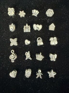 Silver-tone Charm Stud Set - 20 Mini Icons